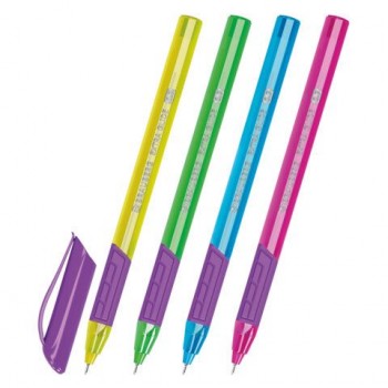 Ручка шариковая масляная с грипом BRAUBERG 24 шт. "Extra Glide GT Color", СИНЯЯ, трехгранная, игольчатый наконечник 0,7 мм, линия 0,5 мм, 144264