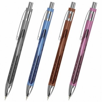 Ручка шариковая автоматическая с грипом BRAUBERG 12 шт. "STYLE RT", СИНЯЯ, игольчатый наконечник 0,7 мм, линия письма 0,35 мм, 144324