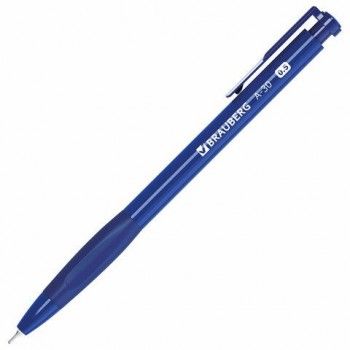 Ручка шариковая автоматическая BRAUBERG 50 шт. A-30 "WRITING 3.0", СИНЯЯ, пишущий узел 0,5 мм, линия письма 0,25 мм, 144339