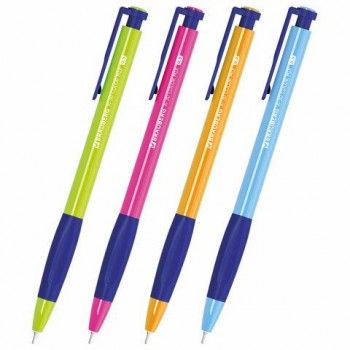 Ручка шариковая автоматическая BRAUBERG 50 шт. A-30 COLOR MIX "WRITING 3.0", СИНЯЯ, пишущий узел 0,5 мм, линия письма 0,25мм, 144341