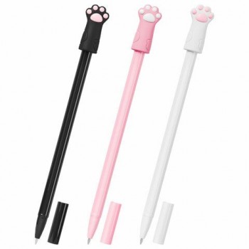 Ручка с топпером шариковая масляная FUNSTER "CAT PAWS", СИНЯЯ, корпус ассорти, пишущий узел 0,7 мм, линия письма 0,35 мм,144369