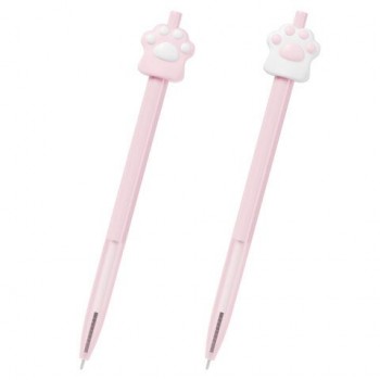 Ручка с топпером шариковая автоматическая FUNSTER 12 шт. "CAT PAW", СИНЯЯ, ассорти, пишущий узел 0,7 мм, линия письма 0,35 мм, 144376