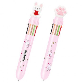 Ручка многоцветная с топпером шариковая автоматическая 10 ЦВЕТОВ FUNSTER 36 шт. "WOW", ассорти, пишущий узел 0,7 мм, линия письма 0,35 мм, 144382