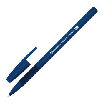 Ручка шариковая с грипом BRAUBERG 100 шт. "i-STICK DEEP BLUE", СИНЯЯ, пишущий узел 0,7 мм, линия письма 0,35 мм, 144385