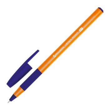 Ручка шариковая с грипом BRAUBERG 100 шт. "i-STICK POINT ORANGE", СИНЯЯ, пишущий узел 0,7 мм, линия письма 0,35 мм, 144386