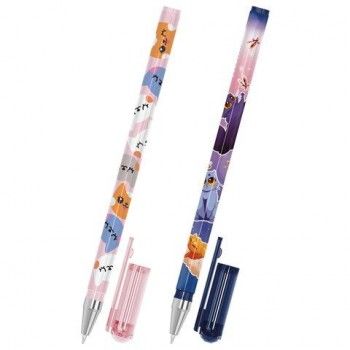 Ручка шариковая с принтом FUNSTER 36 шт. STICK "FAT CATS", СИНЯЯ, SOFT TOUCH покрытие, узел 0,7 мм, линия 0,35 мм, 144389