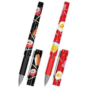 Ручка шариковая с грипом FUNSTER 24 шт. GRIP "TASTY FOOD", СИНЯЯ, пишущий узел 0,7 мм, линия письма 0,35 мм, 144394