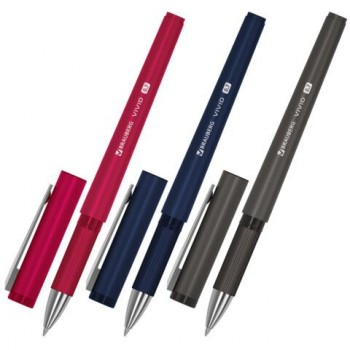 Ручка шариковая с грипом BRAUBERG 24 шт. "VIVID", СИНЯЯ, узел 0,7 мм, линия 0,35 мм, 144396