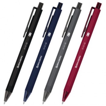 Ручка шариковая автоматическая BRAUBERG 24 шт. "VIVID", корпус soft-touch, СИНЯЯ, пишущий узел 0,7 мм, линия письма 0,35 мм, 144407