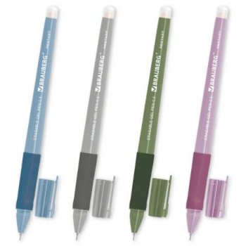 Ручка стираемая гелевая с эргономичным грипом BRAUBERG 24 шт. "RESTART MORANDI", СИНЯЯ, игольчатый пишущий узел 0,5 мм, линия письма 0,25мм, 144416