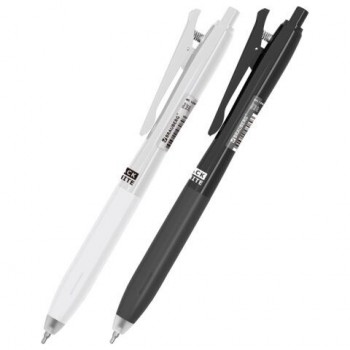 Ручка шариковая автоматическая С УДЛИНЕННЫМ ГРИПОМ BRAUBERG 24 шт. "BLACK & WHITE", СИНЯЯ, пишущий узел 0,5 мм, линия письма 0,35 мм, 144462