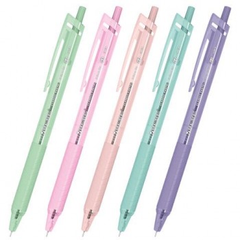 Ручки шариковые автоматические с грипом BRAUBERG 12 шт. "CLASSIC PASTEL", СИНИЕ, НАБОР 5 ШТ, пишущий узел 0,5 мм, линия письма 0,35 мм, 144470