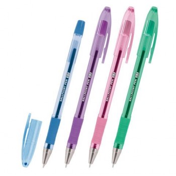 Ручка шариковая масляная с грипом, кросс-серия PASTEL, BRAUBERG 36 шт., СИНЯЯ, стандартный узел 0,5 мм, линия письма 0,25 мм, 144488