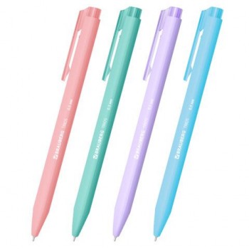 Ручка шариковая автоматическая BRAUBERG 40 шт. "TRIOS PASTEL COLOR", СИНЯЯ, корпус ассорти, пишущий узел 0,5 мм, линия письма 0,3 мм, 144496