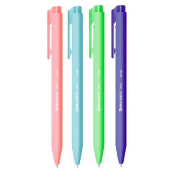 Ручка шариковая автоматическая BRAUBERG 40 шт. "TRIOS BRIGHT COLOR", корпус ассорти, СИНЯЯ, пишущий узел 0,5 мм, линия письма 0,3мм, 144497