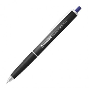Ручка шариковая автоматическая BRAUBERG 24 шт. "OIL-BASE BLACK", СИНЯЯ, пишущий узел 0,5 мм, линия письма 0,3 мм, 144499