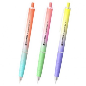 Ручка шариковая автоматическая BRAUBERG 30 шт. "OIL-BASE GRADE", СИНЯЯ, корпус ассорти, пишущий узел 0,5 мм, линия письма 0,3 мм, 144501