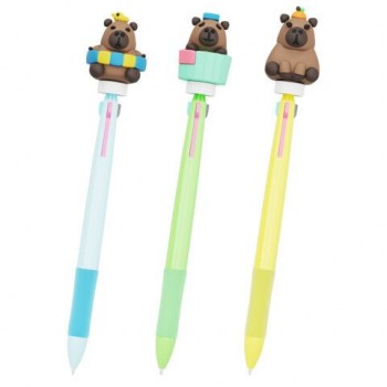 Ручка-спиннер многоцветная с топпером FUNSTER 24 шт. "COOL CAPY", 3 ЦВЕТА, ассорти, пишущий узел 0,7 мм, линия письма 0,35 мм, 144517