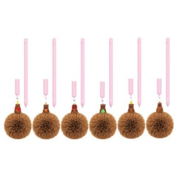 Ручка с пушистой подвеской шариковая FUNSTER 24 шт. "FLUFFY CAPY", СИНЯЯ, пишущий узел 0,7 мм, 144521