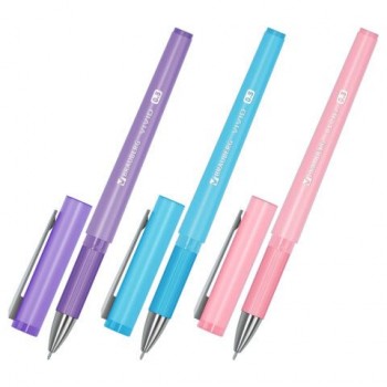 Ручка гелевая с грипом BRAUBERG 24 шт. "VIVID PASTEL", СИНЯЯ, корпус ассорти, игольчатый узел 0,5 мм, линия письма 0,35 мм, 144539