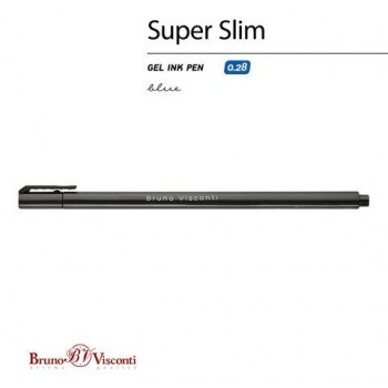 Ручка гелевая BRUNO VISCONTI 24 шт. Super Slim Black, СИНЯЯ, узел 0,28мм, линия 0,2мм, 20-03, 20-0398