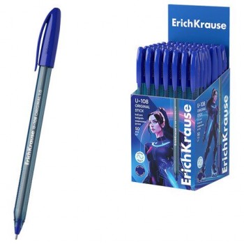 Ручка шариковая ERICH KRAUSE 10 шт. U-108 Stick Original, СИНЯЯ, узел 1мм, линия 0,3мм, 4759, 47595