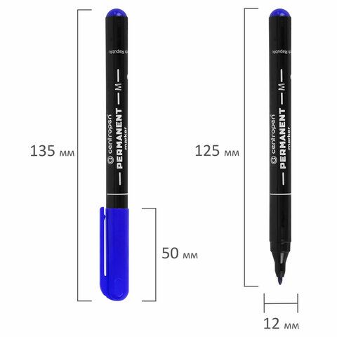 Маркер перманентный CENTROPEN 3 шт. 2846, СИНИЙ, тонкий наконечник, 1 мм, 6 2846 9406