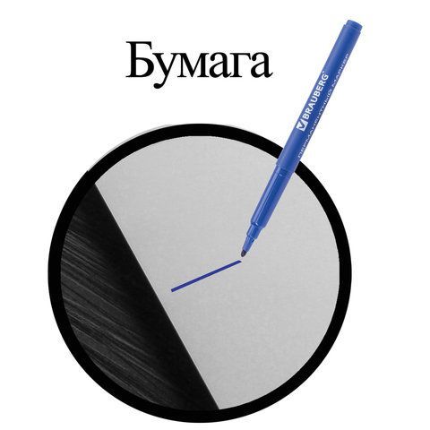 Маркер перманентный BRAUBERG 3 шт. &quot;CLASSICLine&quot;, СИНИЙ, тонкий наконечник 1 мм, 150297