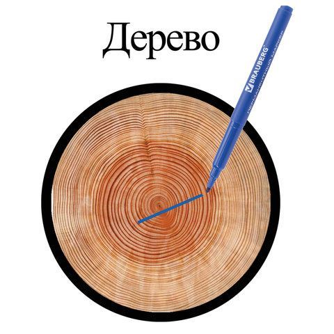 Маркер перманентный BRAUBERG 3 шт. &quot;CLASSICLine&quot;, СИНИЙ, тонкий наконечник 1 мм, 150297