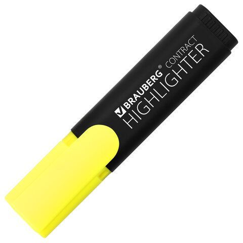 Текстовыделитель BRAUBERG 2 шт. &quot;Contract&quot;, ЖЕЛТЫЙ, линия 1-5 мм, 150389