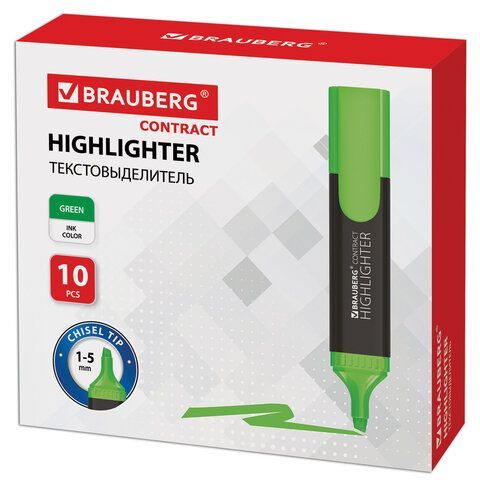 Текстовыделитель BRAUBERG 2 шт. &quot;Contract&quot;, ЗЕЛЕНЫЙ, линия 1-5 мм, 150390