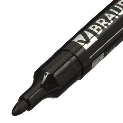 Маркер перманентный BRAUBERG 4 шт. &quot;Contract&quot;, ЧЕРНЫЙ, круглый наконечник, 3 мм, 150465