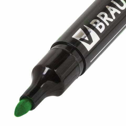 Маркер перманентный BRAUBERG 3 шт. &quot;Contract&quot;, ЗЕЛЕНЫЙ, круглый наконечник, 3 мм, 150468
