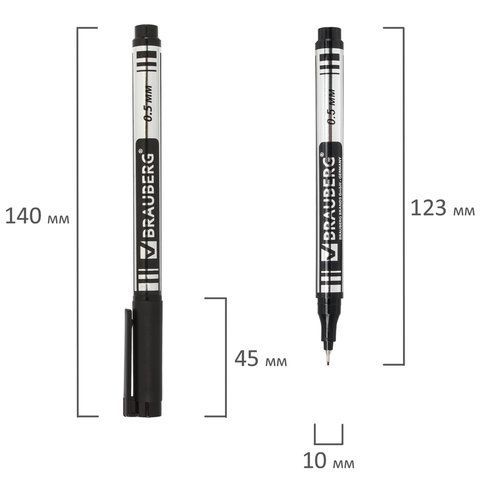 Маркер перманентный BRAUBERG &quot;Jet&quot;, ЧЕРНЫЙ, супертонкий металлический наконечник 0,5 мм,150507