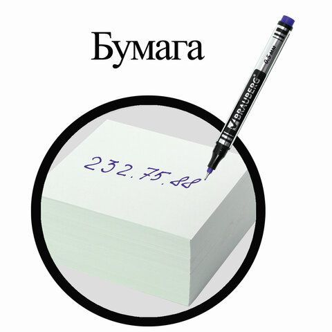 Маркер перманентный BRAUBERG 2 шт. &quot;Jet&quot;, СИНИЙ, супертонкий металлический наконечник 0,5 мм, 150508
