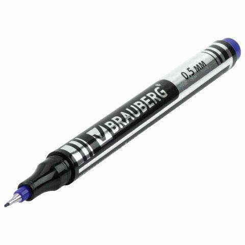 Маркер перманентный BRAUBERG 2 шт. &quot;Jet&quot;, СИНИЙ, супертонкий металлический наконечник 0,5 мм, 150508
