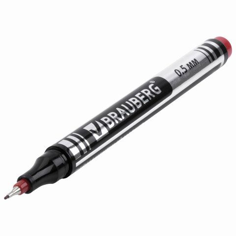 Маркер перманентный BRAUBERG 2 шт. &quot;Jet&quot;, КРАСНЫЙ, супертонкий металлический наконечник 0,5 мм, 150509