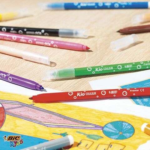 Фломастеры BIC &quot;Kid Couleur&quot;, 12 цветов, суперсмываемые, вентилируемый колпачок, европодвес, 9202932