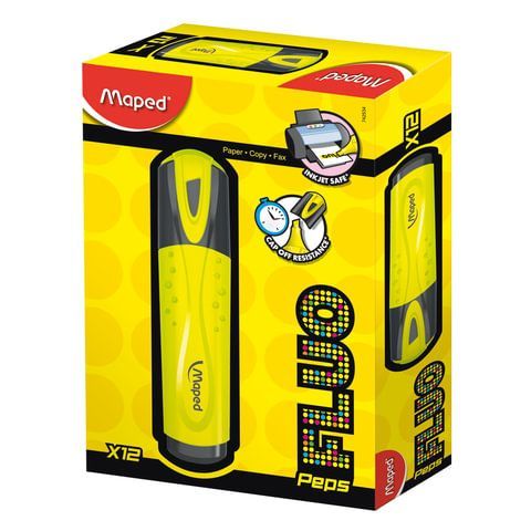 Текстовыделитель MAPED 3 шт. (Франция) &quot;Fluo Pep's Classic&quot;, ЖЕЛТЫЙ, линия 1-5 мм, 742534