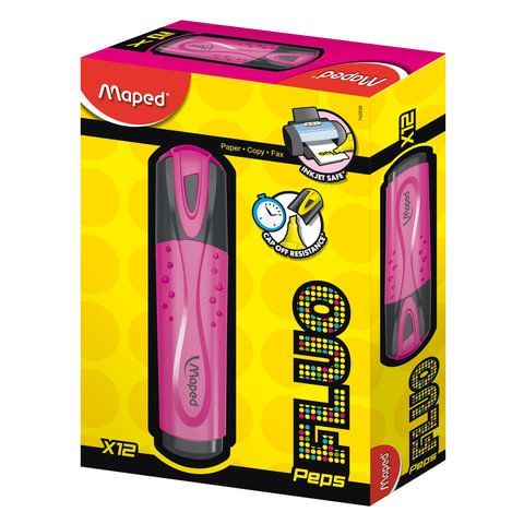Текстовыделитель MAPED 3 шт. (Франция) &quot;Fluo Pep's Classic&quot;, РОЗОВЫЙ, линия 1-5 мм, 742536
