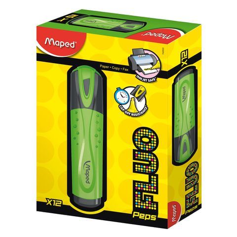Текстовыделитель MAPED 3 шт. (Франция) &quot;Fluo Pep's Classic&quot;, ЗЕЛЕНЫЙ, линия 1-5 мм, 742533