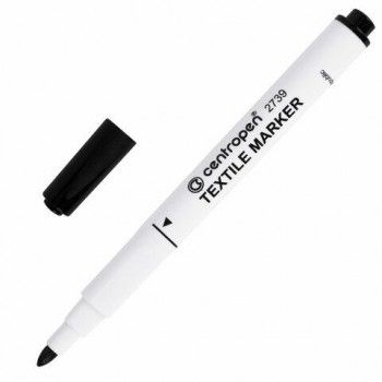 Маркер для ткани ЧЕРНЫЙ CENTROPEN 2 шт. "Textile Marker", круглый наконечник, 1,8 мм, 2739, 5 2739 9212
