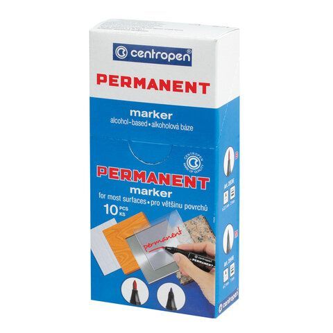 Маркер перманентный CENTROPEN 10 шт. 2846, ЗЕЛЕНЫЙ тонкий наконечник, 1 мм, 628469410