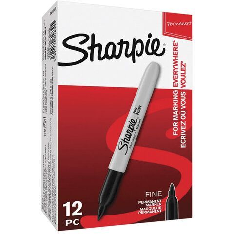 Маркер перманентный SHARPIE 4 шт. (США) ЧЕРНЫЙ, &quot;Fine&quot;, круглый наконечник, 1 мм, S0810930