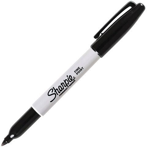 Маркер перманентный SHARPIE 4 шт. (США) ЧЕРНЫЙ, &quot;Fine&quot;, круглый наконечник, 1 мм, S0810930