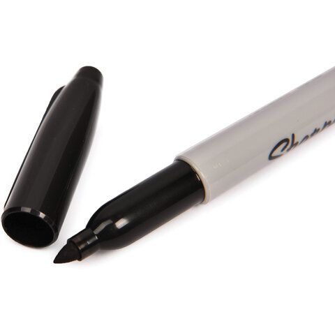 Маркер перманентный SHARPIE 4 шт. (США) ЧЕРНЫЙ, &quot;Fine&quot;, круглый наконечник, 1 мм, S0810930
