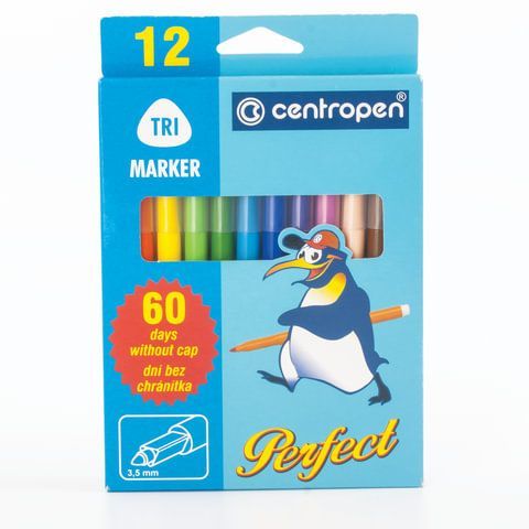 Фломастеры 12 ЦВЕТОВ CENTROPEN &quot;Just Perfect&quot;, смываемые, устойчивы к высыханию, 2510/12KK, 725101201