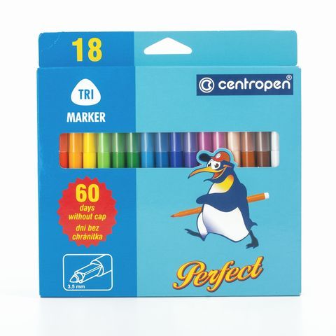 Фломастеры 18 ЦВЕТОВ CENTROPEN &quot;Just Perfect&quot;, смываемые, устойчивы к высыханию, 2510/18KK, 725101801