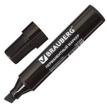 Маркер перманентный BRAUBERG 2 шт. "JUMBO", ЧЕРНЫЙ, ШИРОКАЯ ЛИНИЯ ПИСЬМА, скошенный наконечник, 3-10 мм, 151224