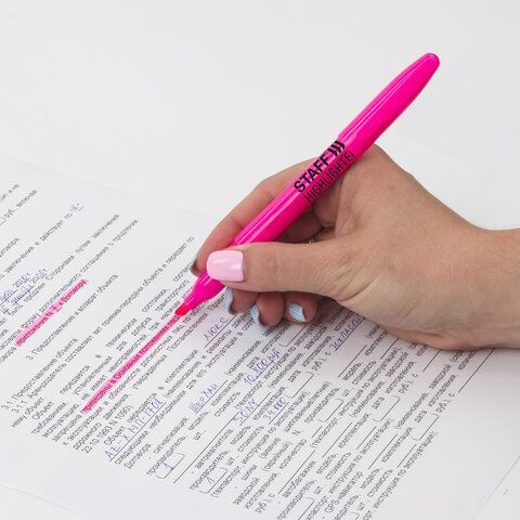 Текстовыделитель STAFF 12 шт. &quot;Manager&quot; HL-238, РОЗОВЫЙ, линия 1-3 мм, 151241
